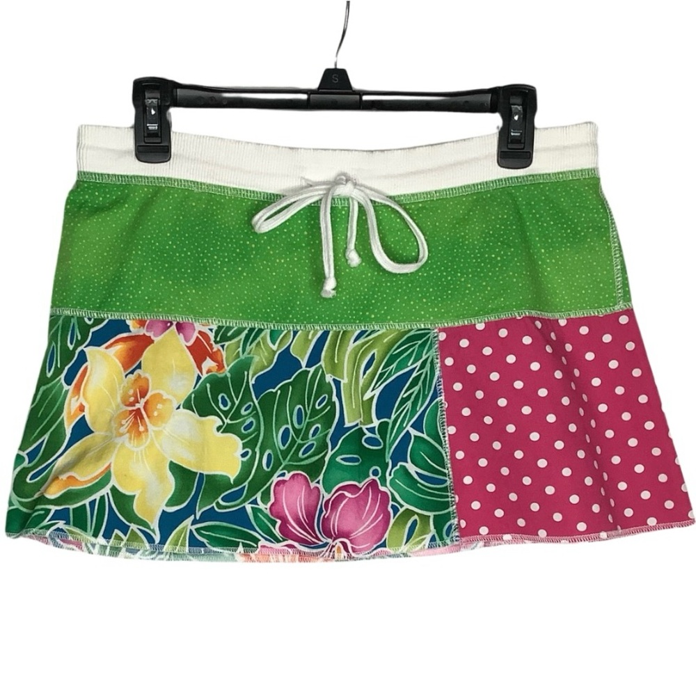 CHA CHING patchwork mini skirt the colors are beautiful ties at waste size large